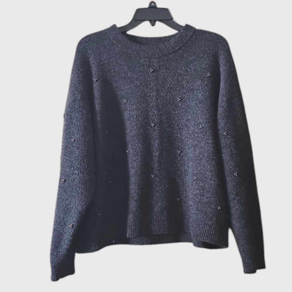 H&M Dark Gray Beaded Sweater